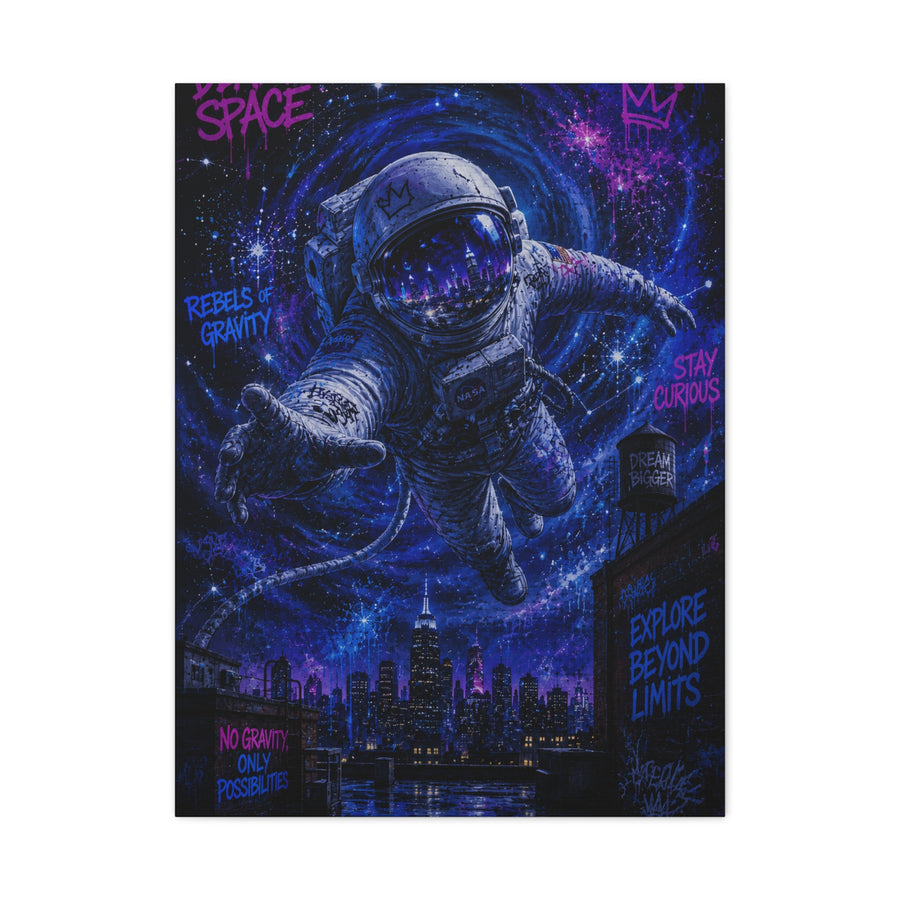 Cosmic Graffiti Astronaut Street Wall Art & Canvas Print