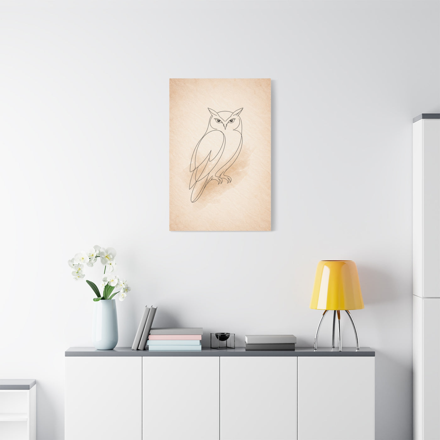 Minimal Line Art Owl Sketch Wall Art & Canvas Print