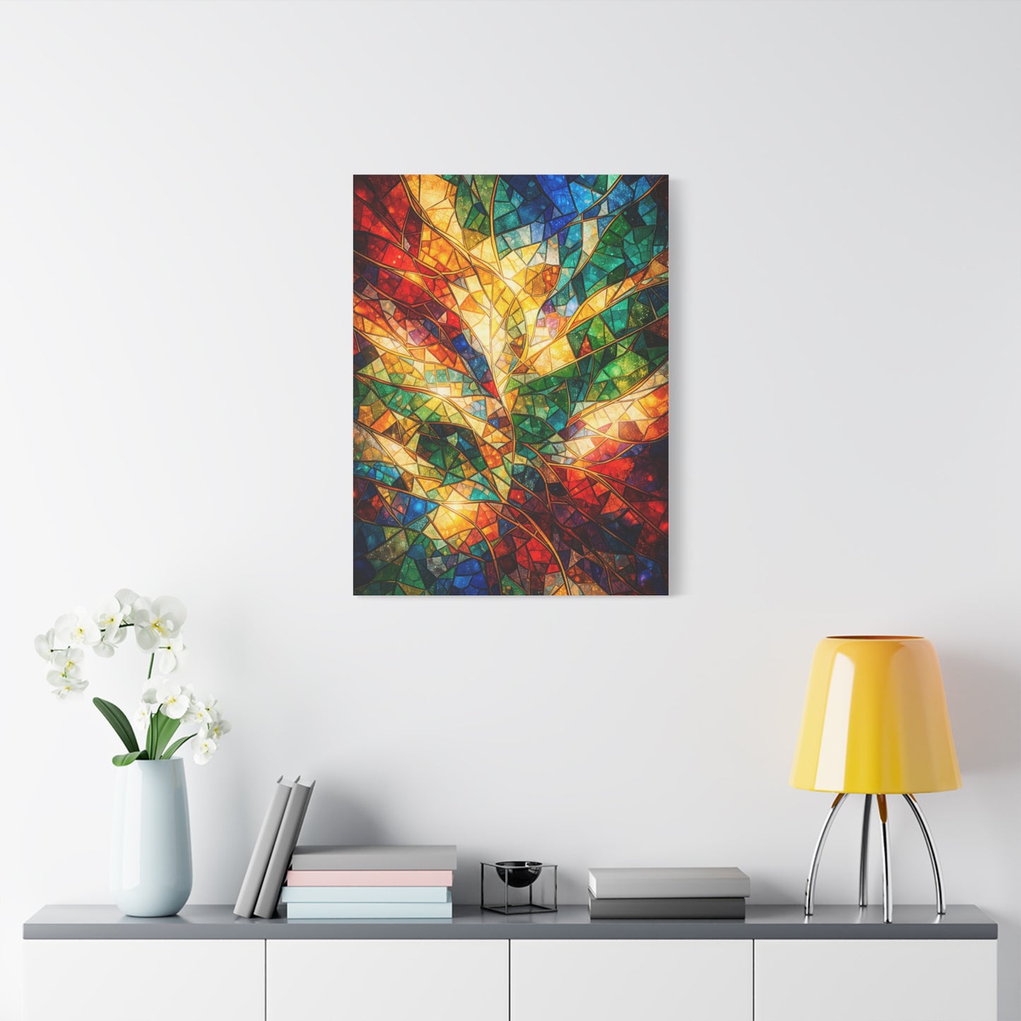 Colorful Stained-Glass Mosaic Abstraction Wall Art & Canvas Print