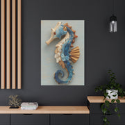 Driftwood Seahorse Coastal Sculpture Wall Art & Canvas Print