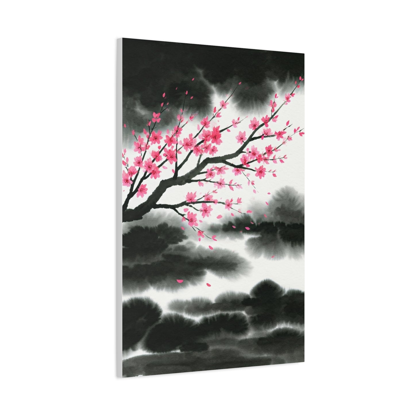 Japanese Ink Brush Sakura Landscape Wall Art & Canvas Prints