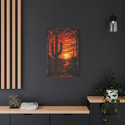 Stained Glass Desert Sunset Southwest Wall Art & Canvas Print