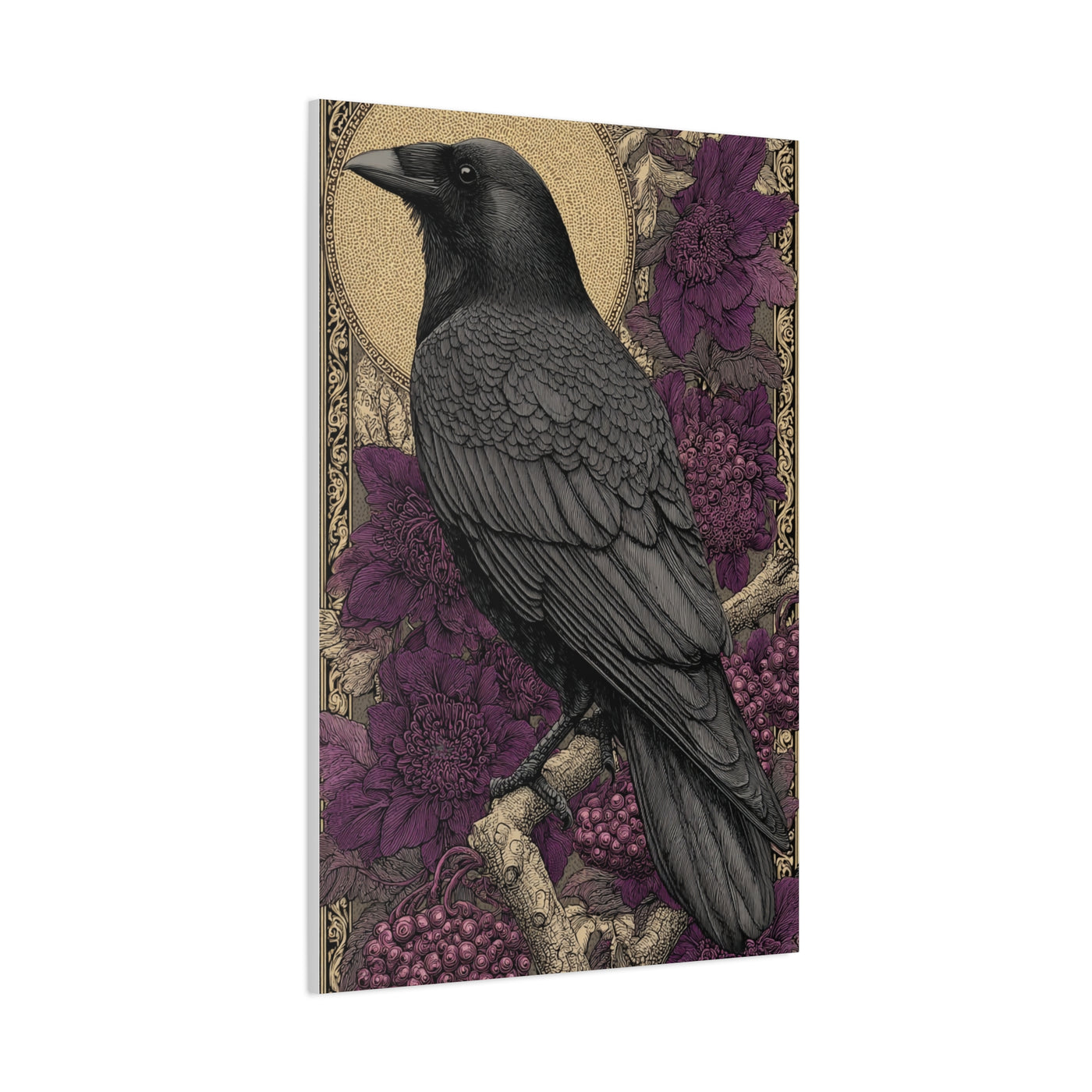 Dark Raven Moon Folk Wall Art & Canvas Print