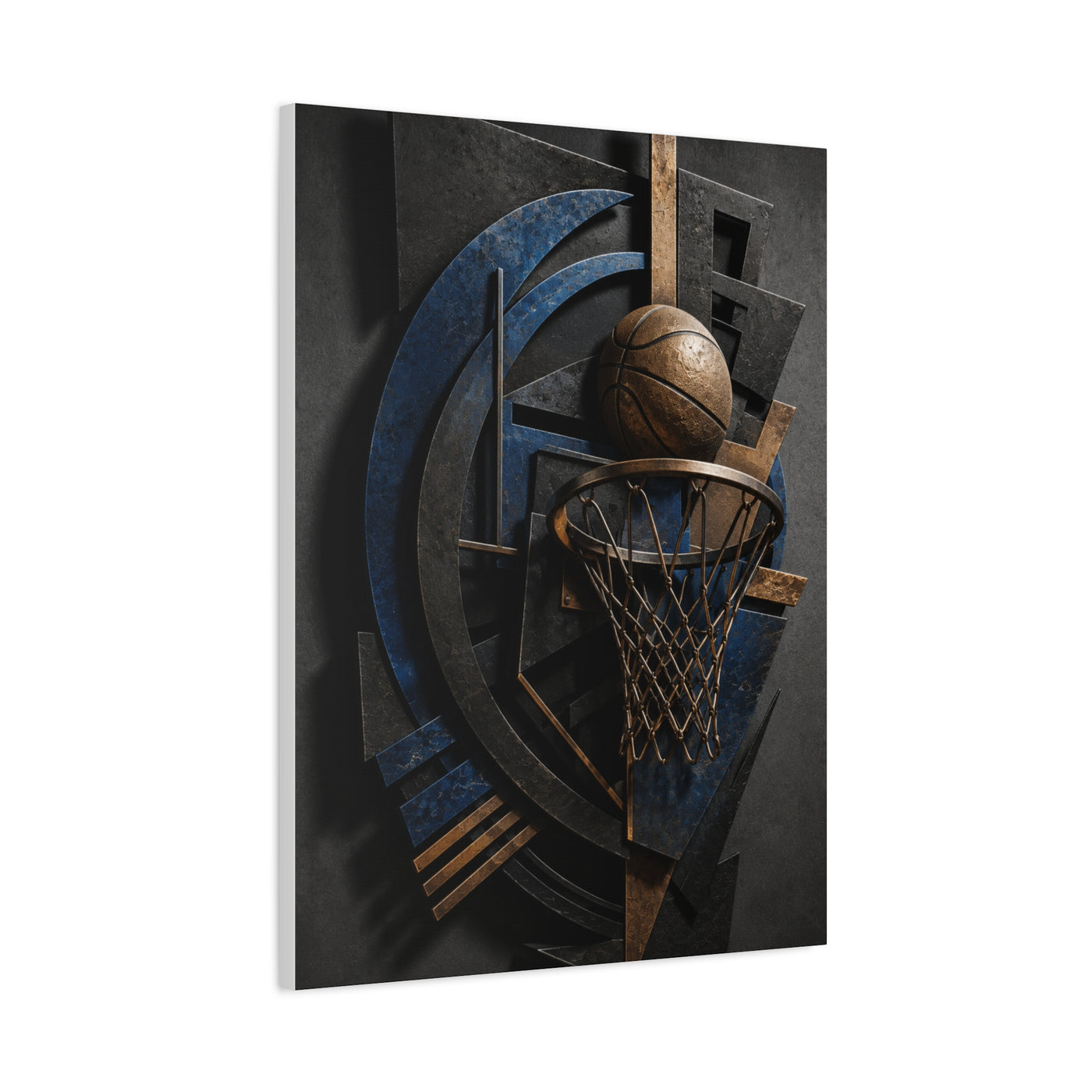 Layered Metal Basketball Sculpture Sports Wall Art & Canvas Print