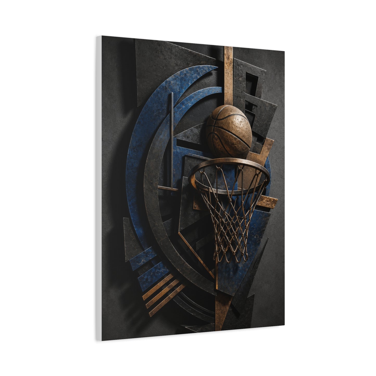 Layered Metal Basketball Sculpture Sports Wall Art & Canvas Print