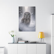 Great Grey Owl Winter Mist Portrait Wall Art & Canvas Print