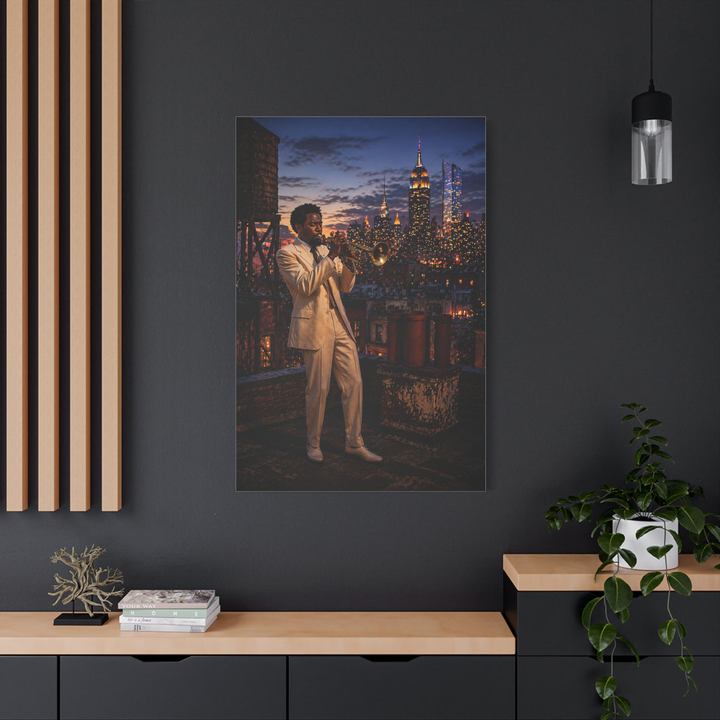Rooftop Jazz Manhattan Twilight Wall Art & Canvas Print