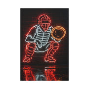 Neon Catcher Sign Sports Wall Art & Canvas Print