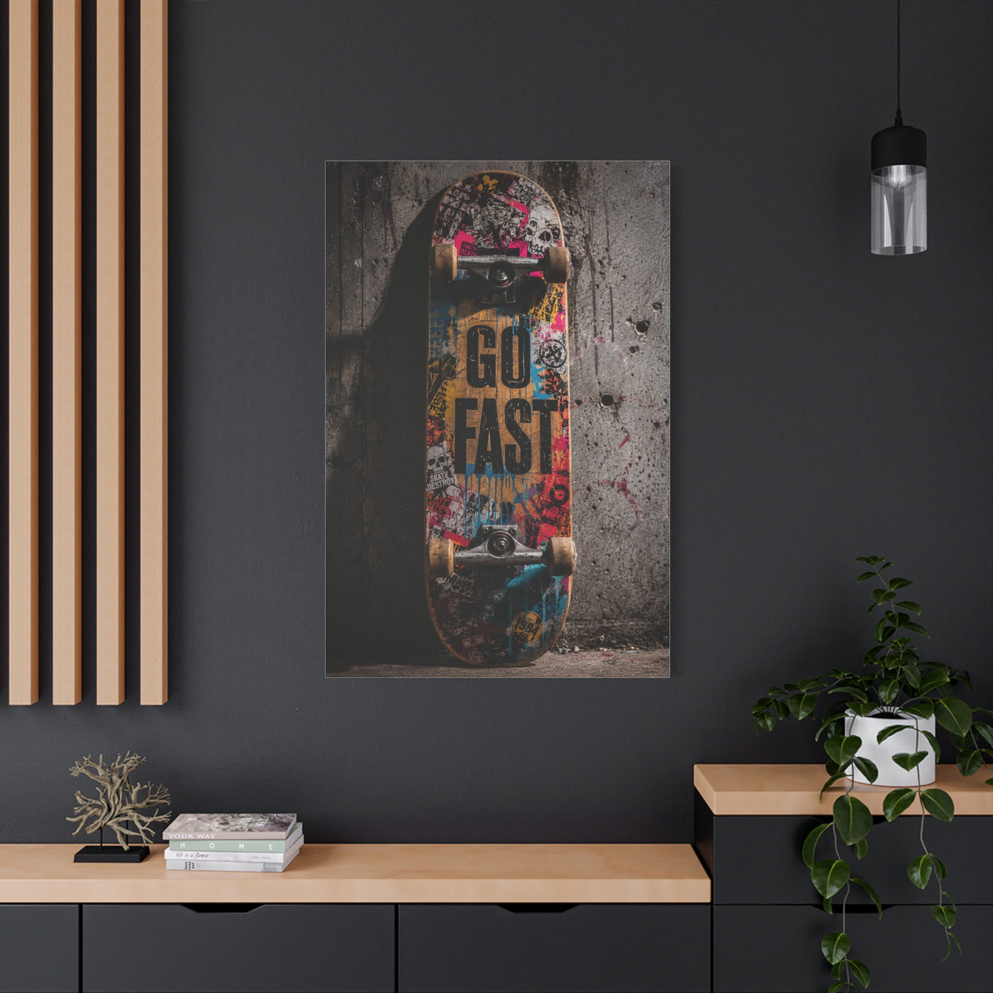 Go Fast Skateboard Street Wall Art & Canvas Print