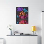 Neon Typography Hustle Street Wall Art & Canvas Print