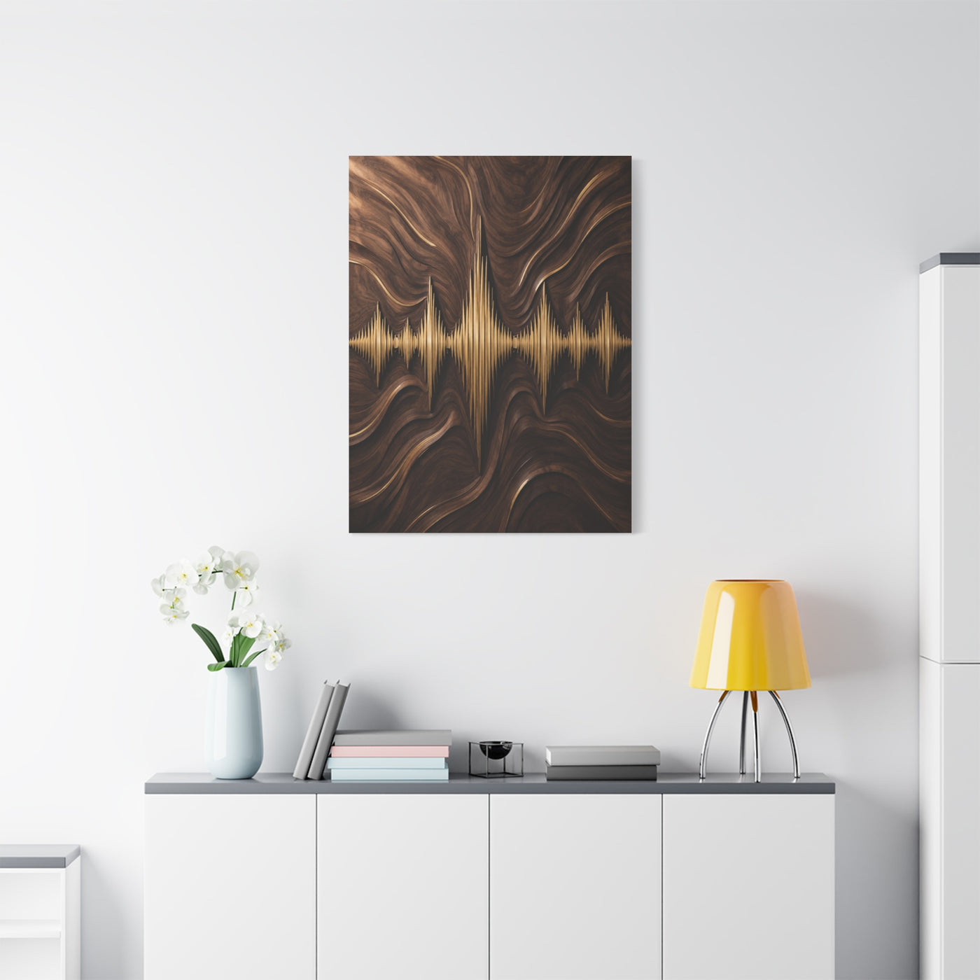Golden Acoustic Wave Woodgrain Wall Art & Canvas Print