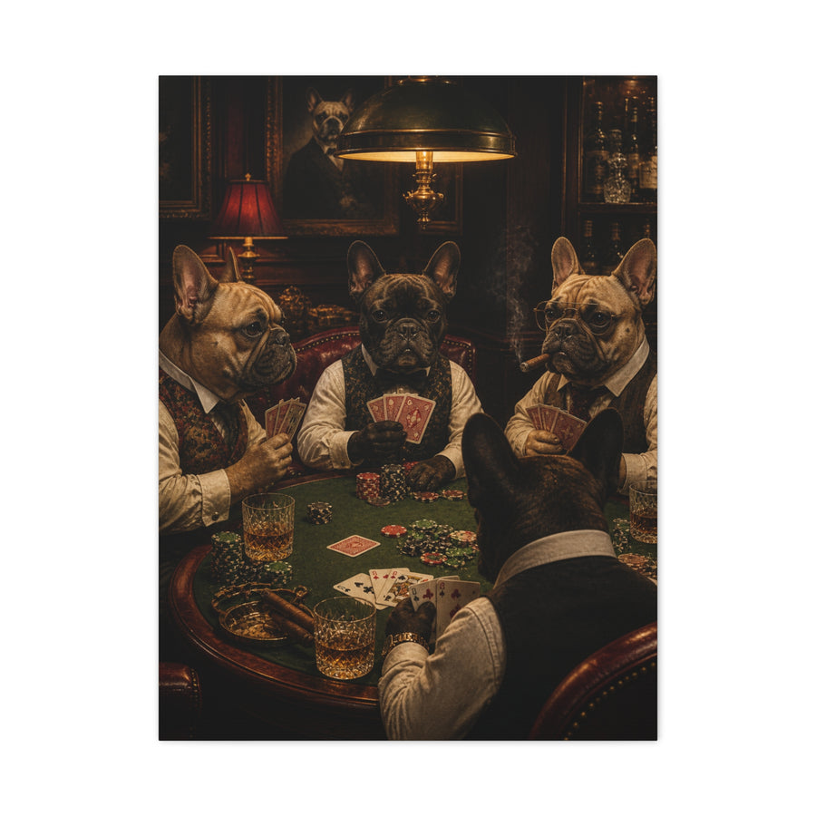 French Bulldog Poker Club Wall Art & Canvas Print