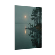 Gray Horse Moonlit Lake Wall Art & Canvas Print