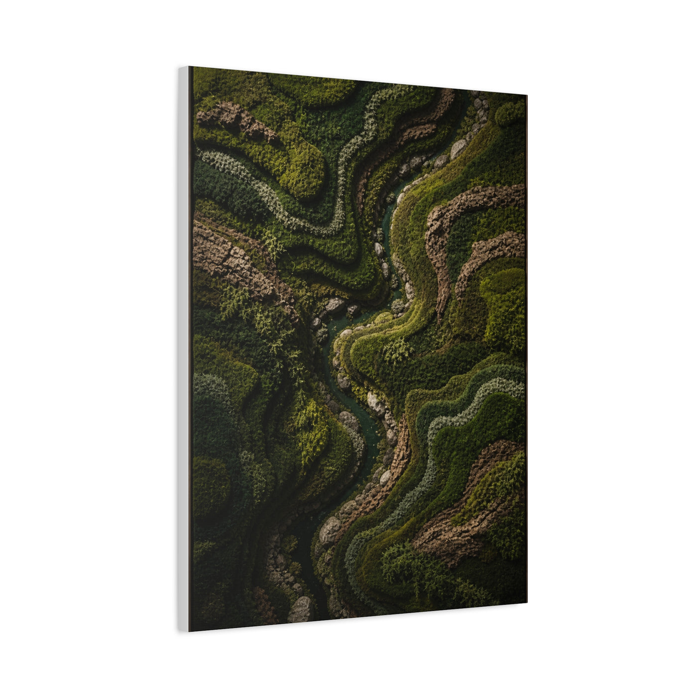 Topographic Moss River Landscape Wall Art & Canvas Print