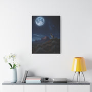 Moonlit Coyote Desert Wall Art & Canvas Print