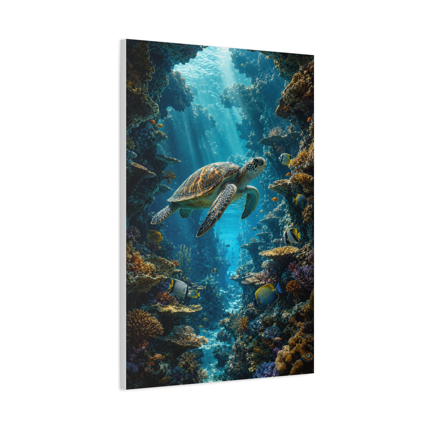 Deep Reef Canyon Turtle Journey Tropical Wall Art & Canvas Print