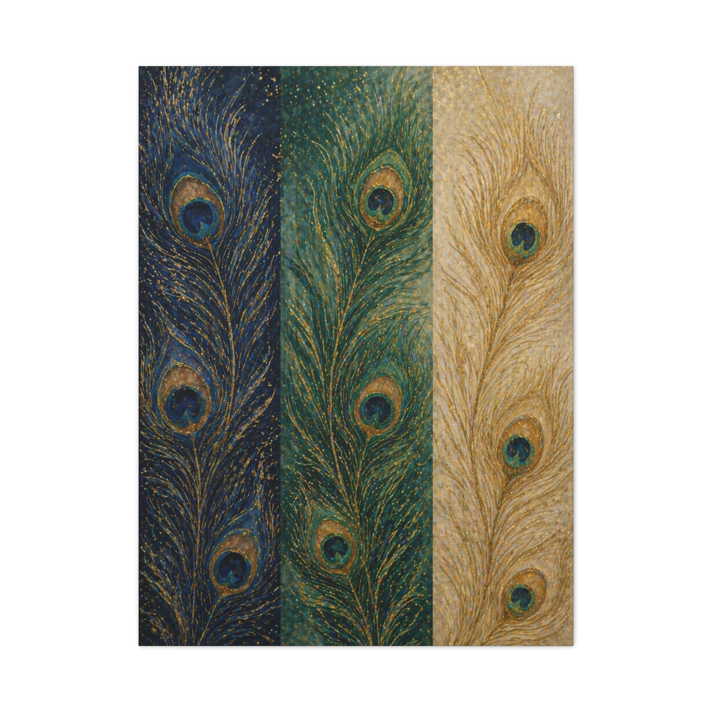 Peacock Feather Triptych Harmony Wall Art & Canvas Print