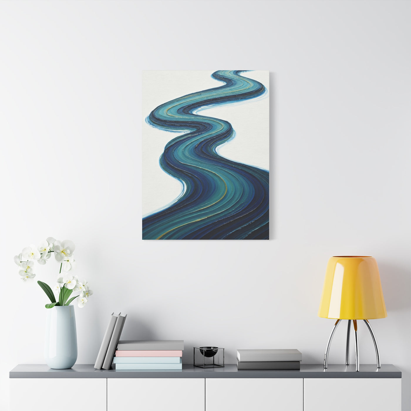 Serene Teal River Abstract Wall Art & Canvas Prints