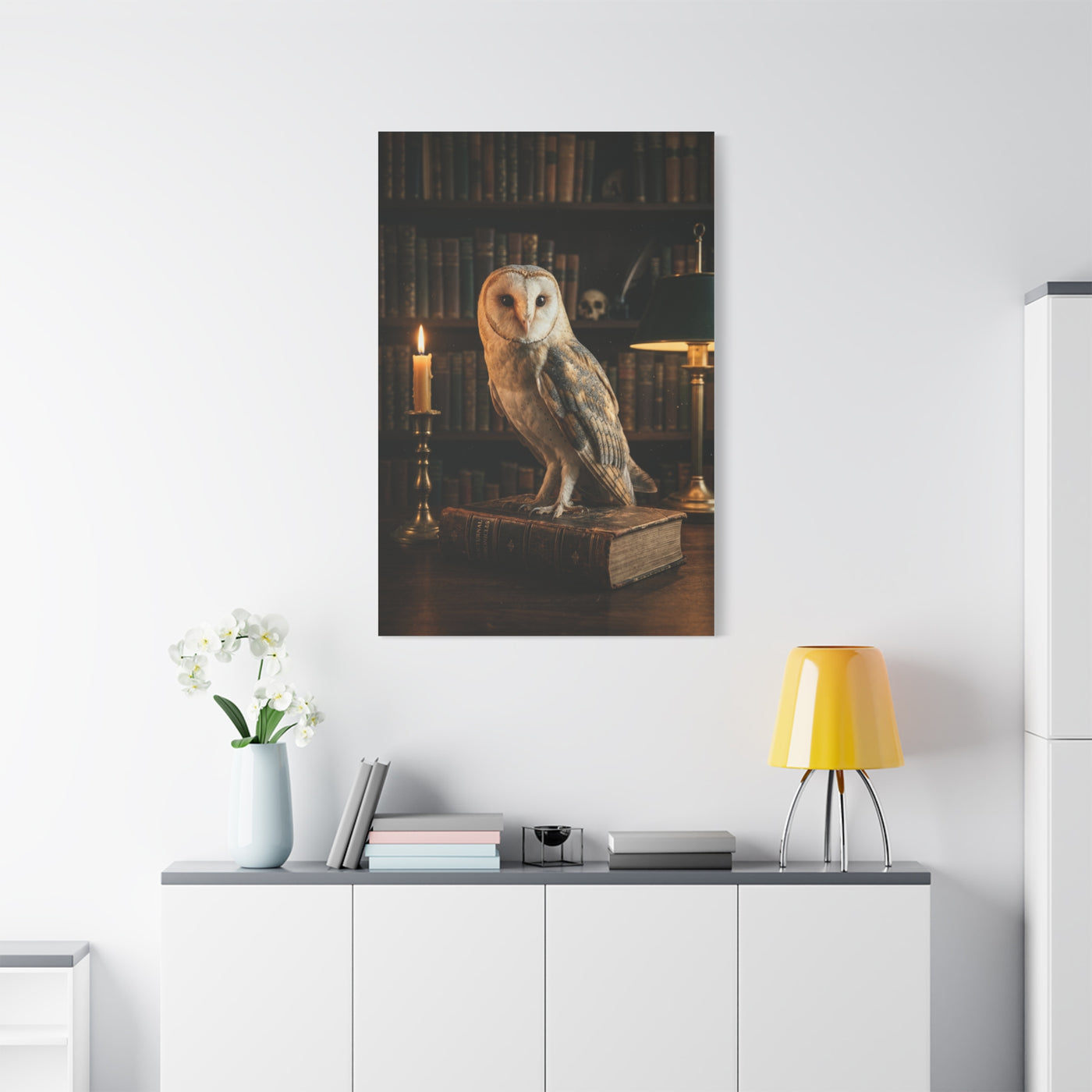 Classic Majestic Barn Owl Library Portrait Wall Art & Canvas Print