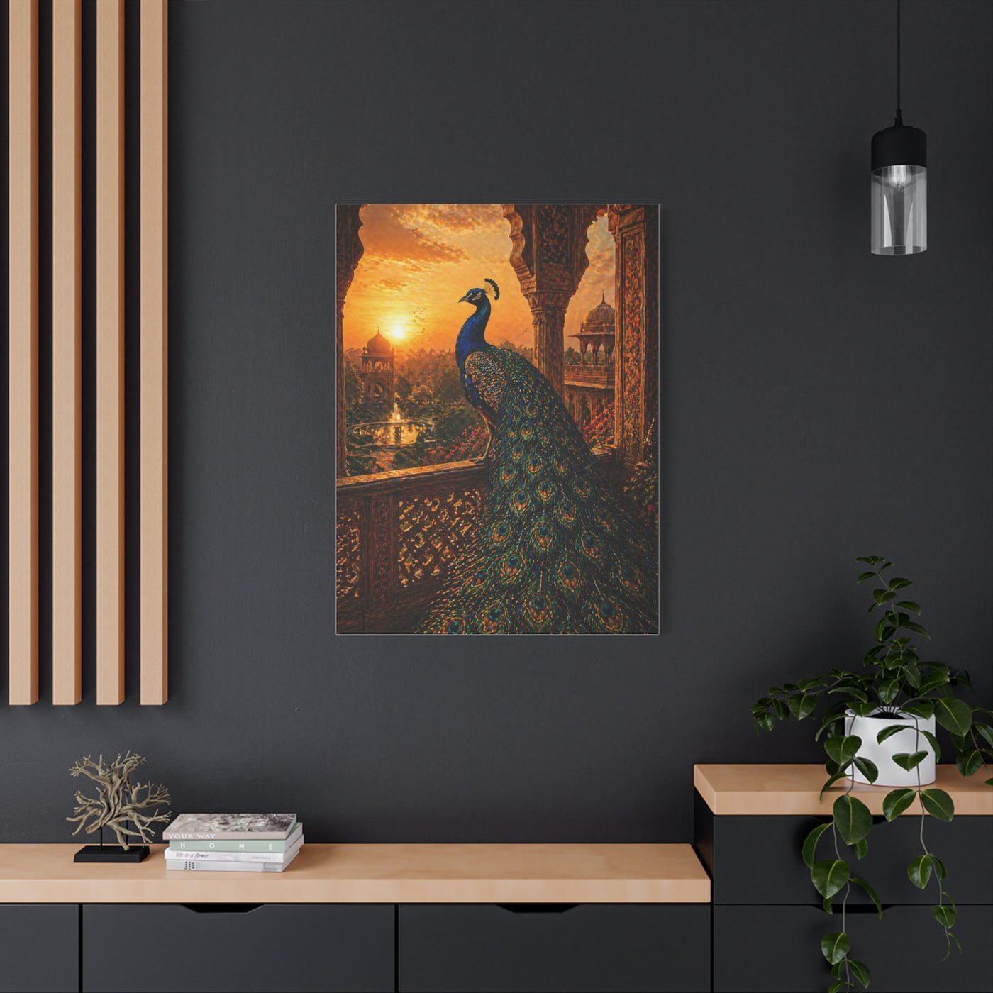 Mughal Palace Sunset Peacock Wall Art & Canvas Print