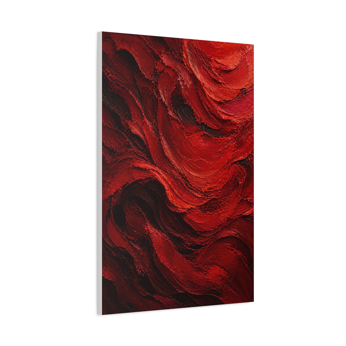 Crimson Wave Impasto Texture Wall Art & Canvas Print