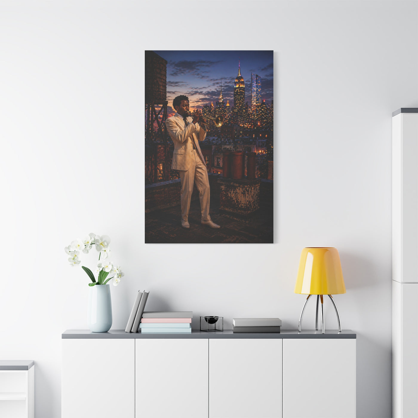 Rooftop Jazz Manhattan Twilight Wall Art & Canvas Print