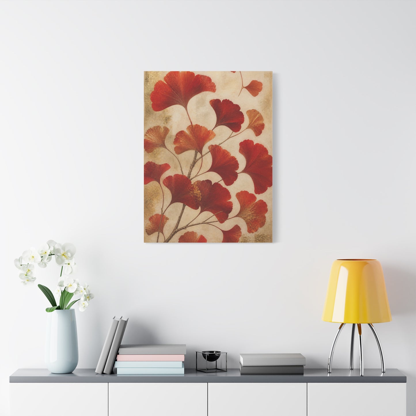 Red Ginkgo Botanical Composition Wall Art & Canvas Print