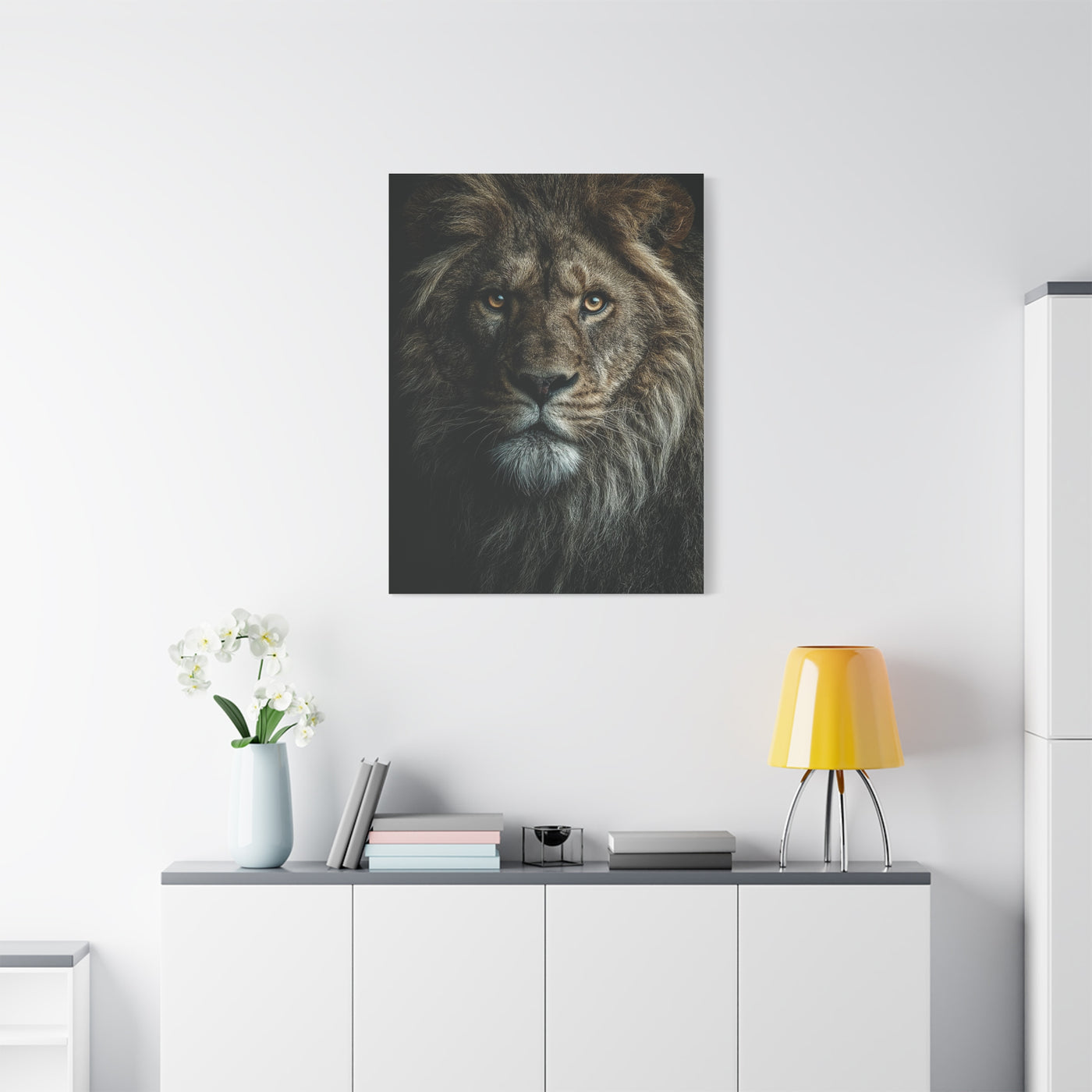 Lion Close Portrait Intense Gaze Wall Art & Canvas Print