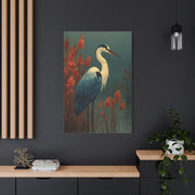 White Heron Marsh Portrait Wall Art & Canvas Print