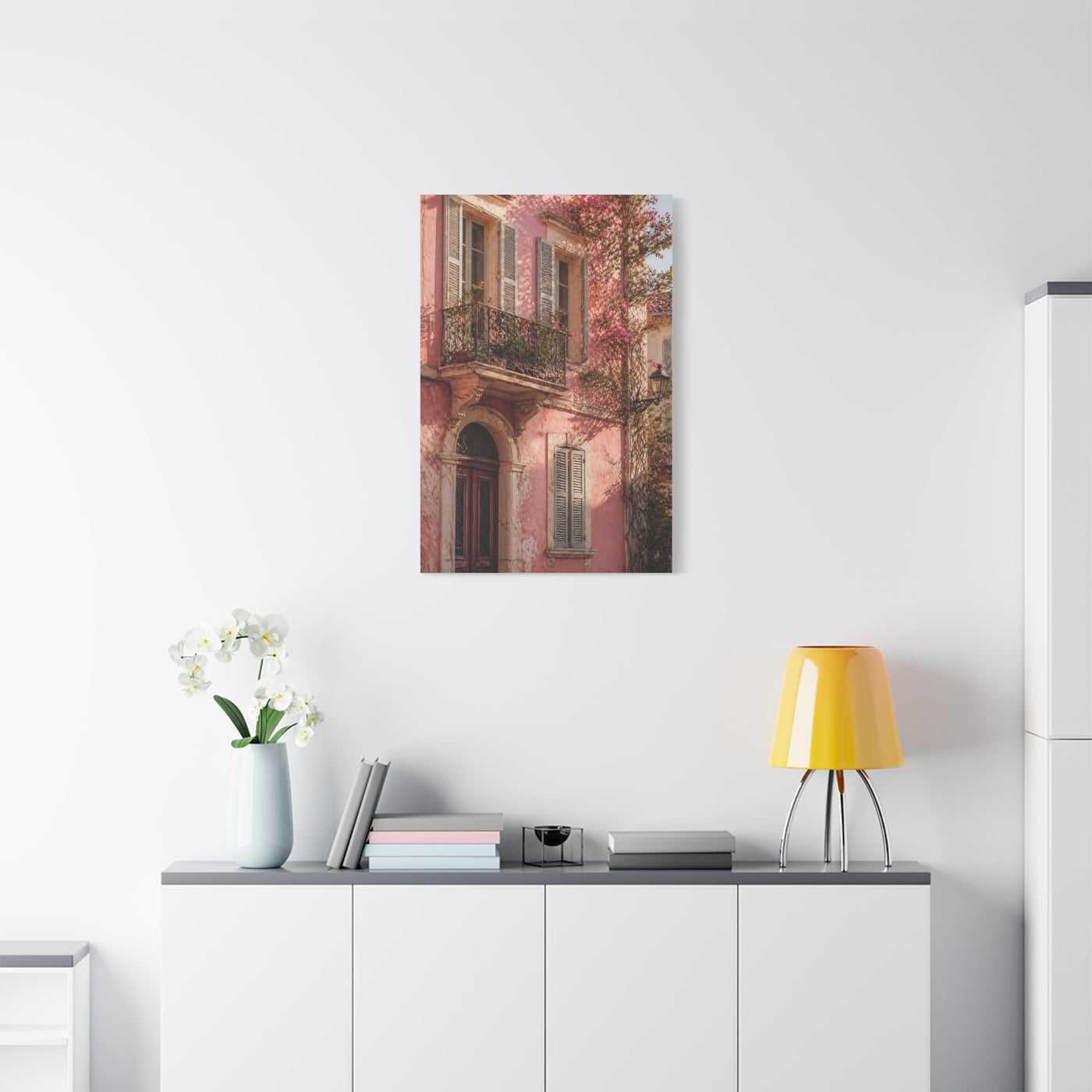 Romantic European Pink Facade Wall Art & Canvas Print