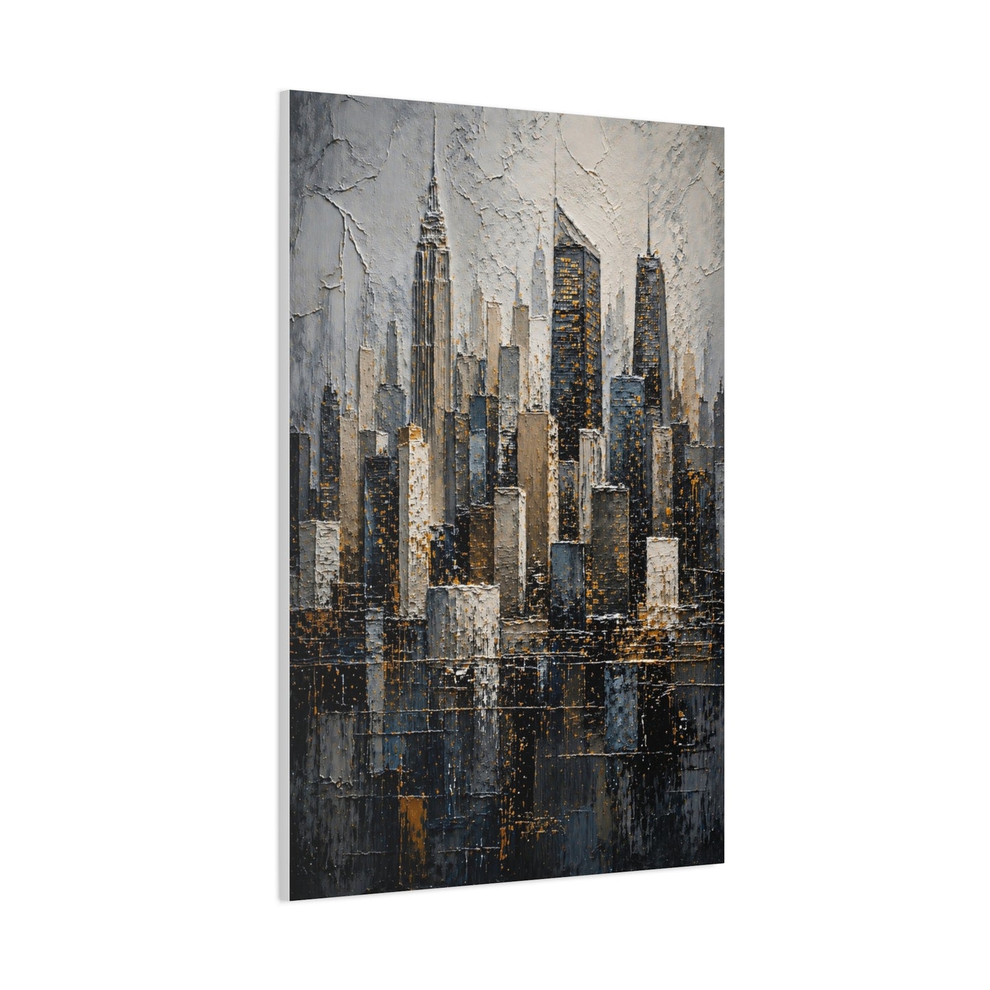 Textured City Skyline Impasto Wall Art & Canvas Print