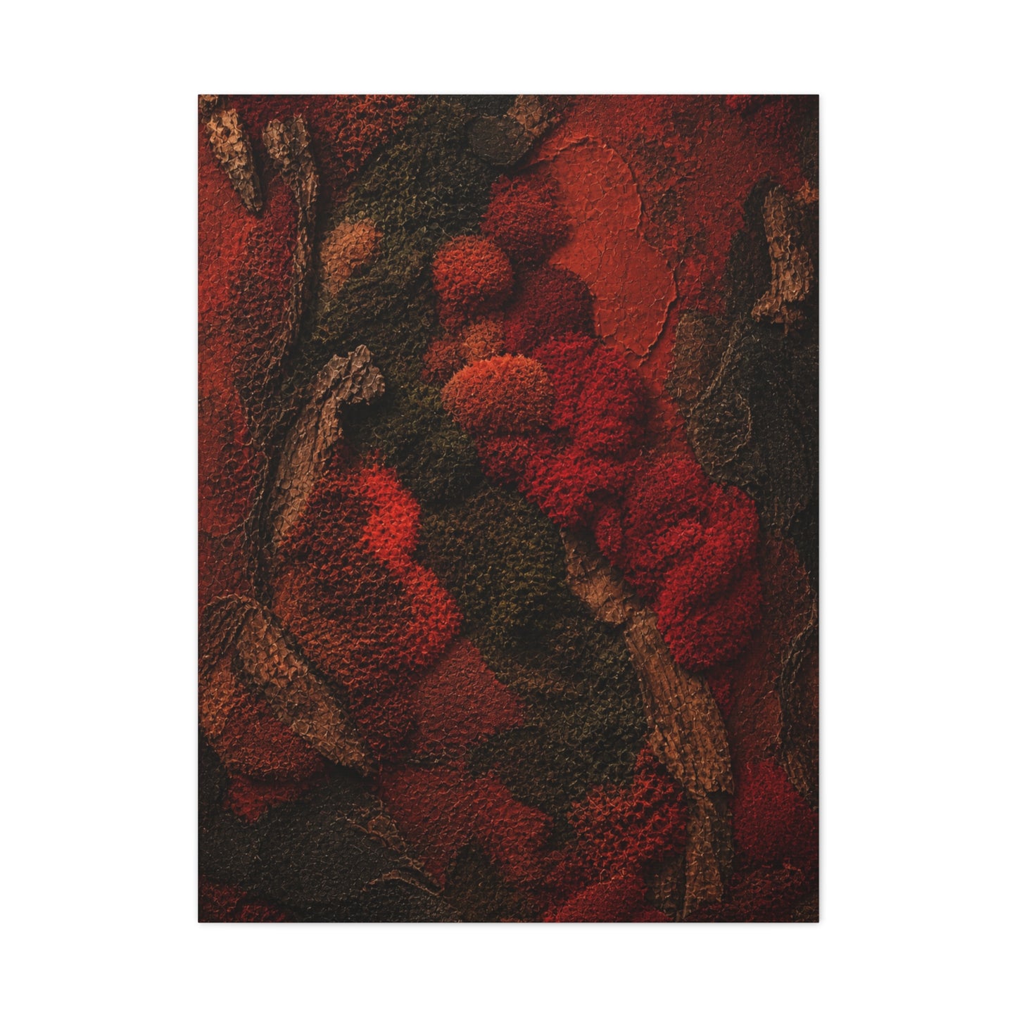 Biophilic Red Moss Texture Wall Art & Canvas Print