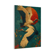 Golden Crane Celestial Flight Wall Art & Canvas Print