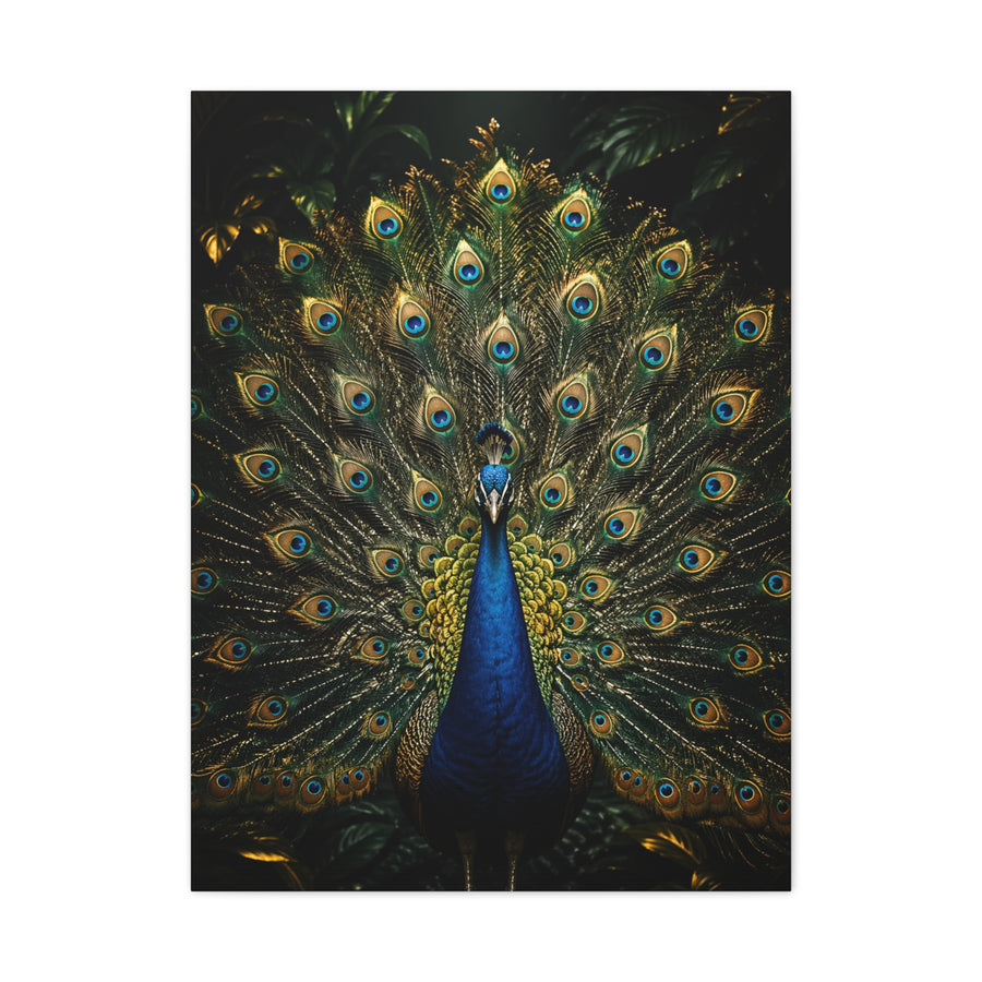 Opulent Jungle Peacock Display Wall Art & Canvas Print
