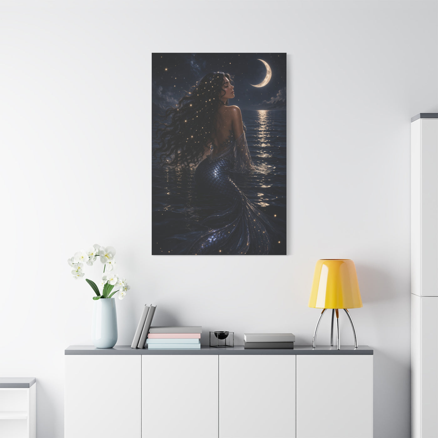 Celestial Moonlight Mermaid Dream Wall Art & Canvas Print
