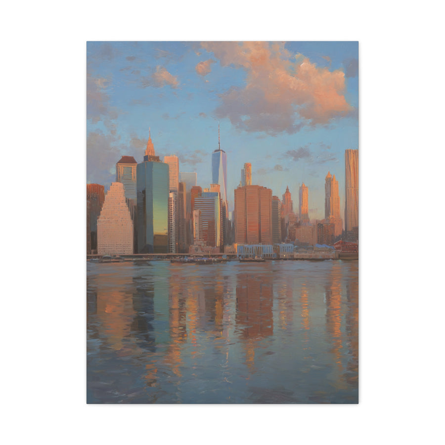 New York Skyline Morning Reflection Wall Art & Canvas Print