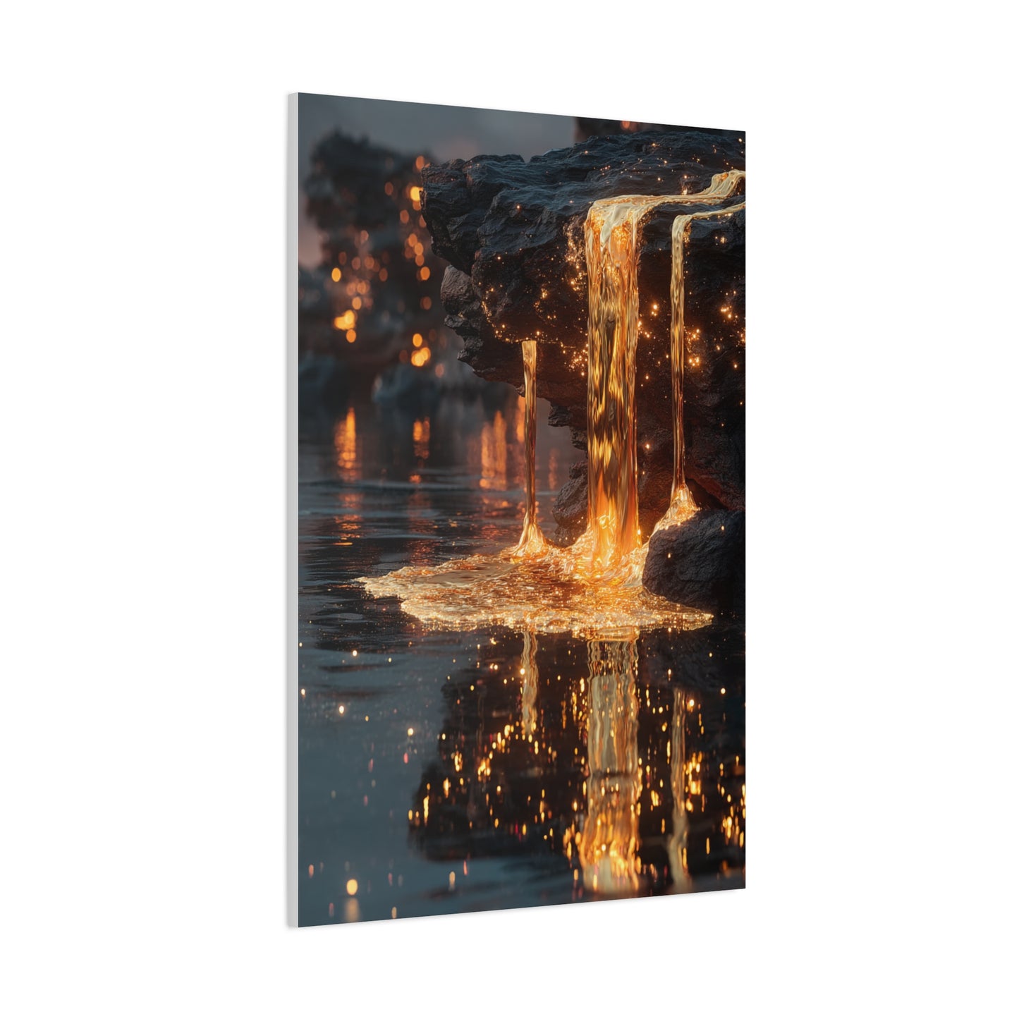 Molten Gold Waterfall Wall Art & Canvas Print