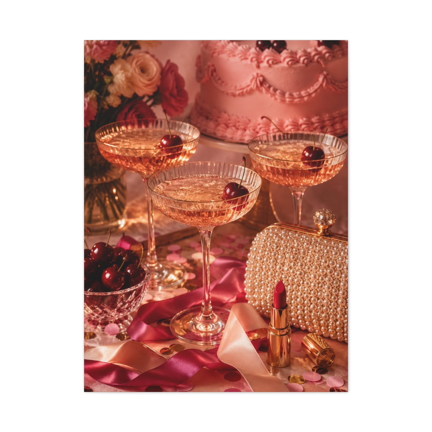 Galentine Celebration Luxe Party Still Life Wall Art & Canvas Print