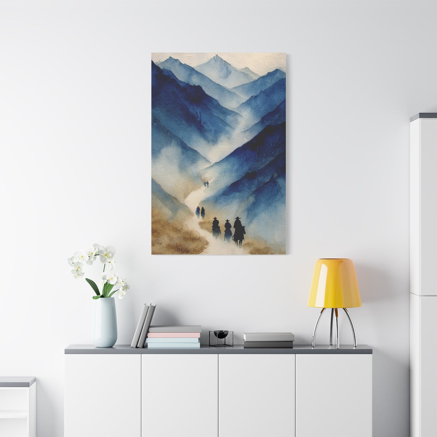 Misty Mountain Riders Watercolor Wall Art & Canvas Print