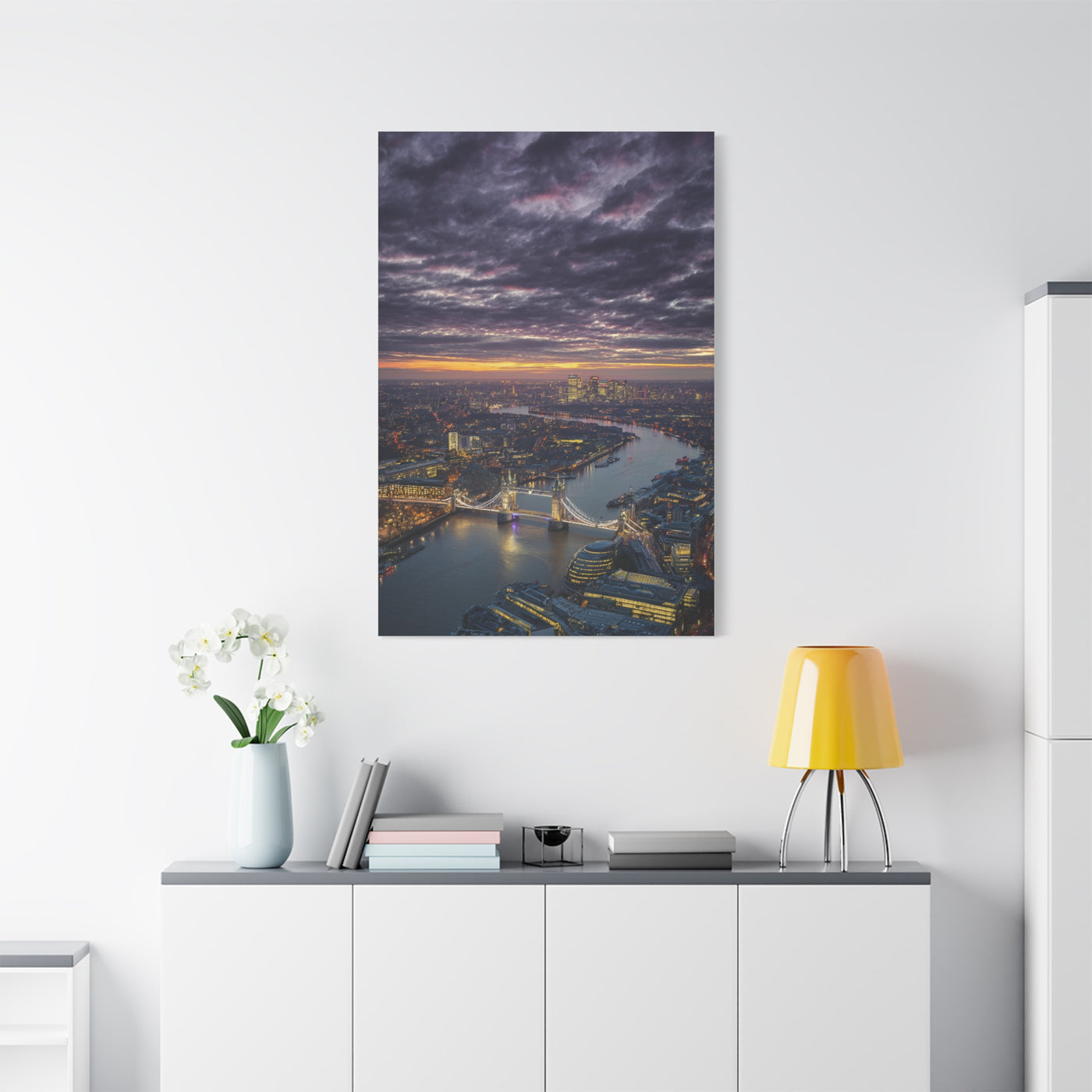 London Skyline Twilight Over the River Thames Wall Art & Canvas Print