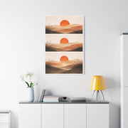 Japandi Orange Sun Triptych Landscape Wall Art & Canvas Print