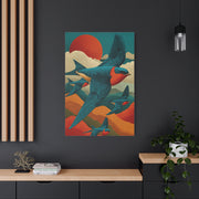 Stylized Swallow Flight Landscape Wall Art & Canvas Print