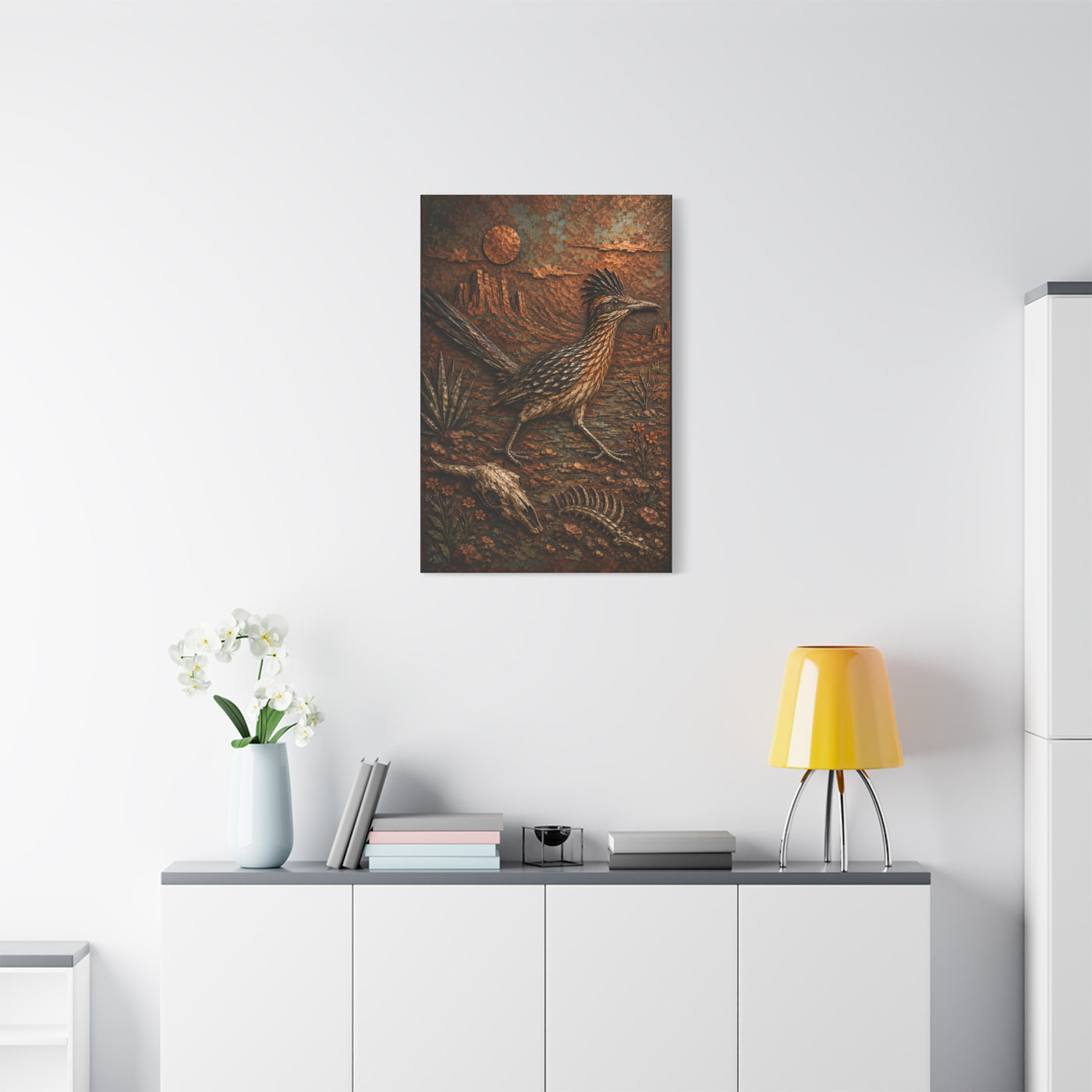 Hammered Copper Roadrunner Southwest Wall Art & Canvas Print