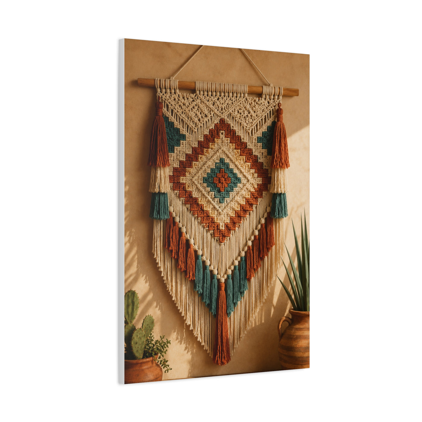 Southwestern Macrame Textile Wall Art & Canvas Print