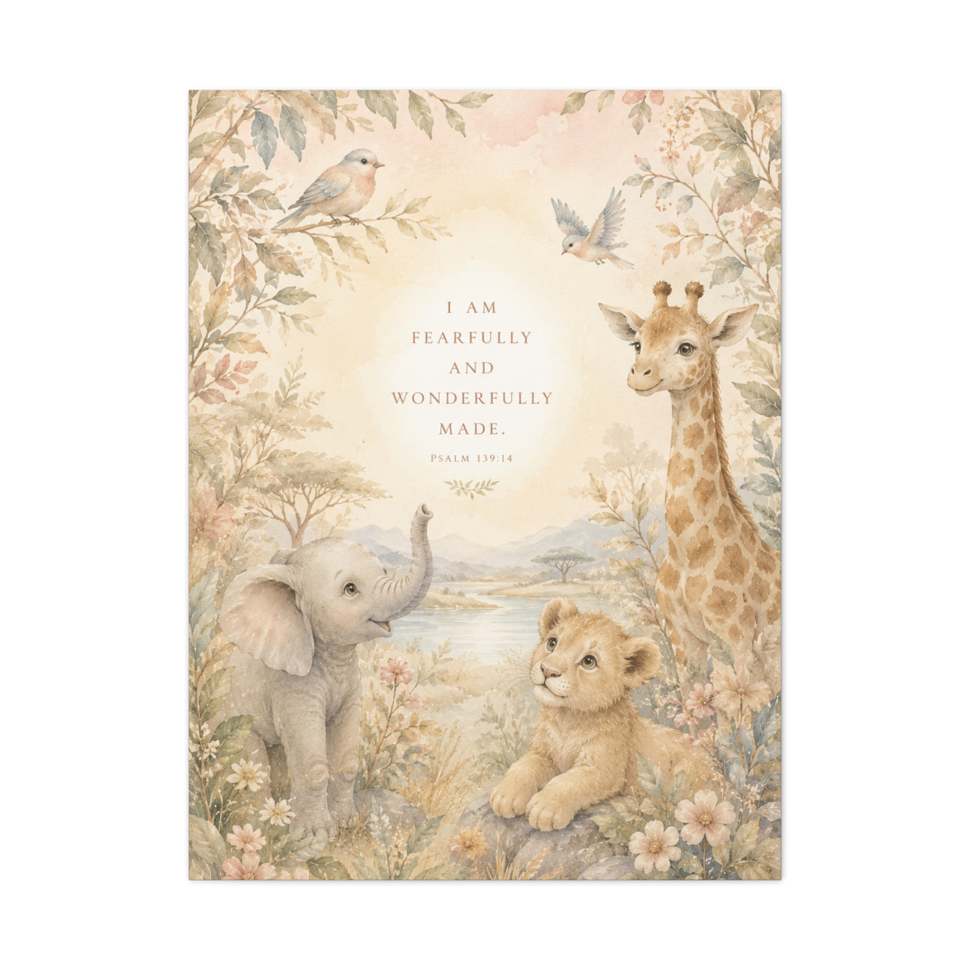 Fearfully and Wonderfully Made Nursery Scripture Wall Art & Canvas Print
