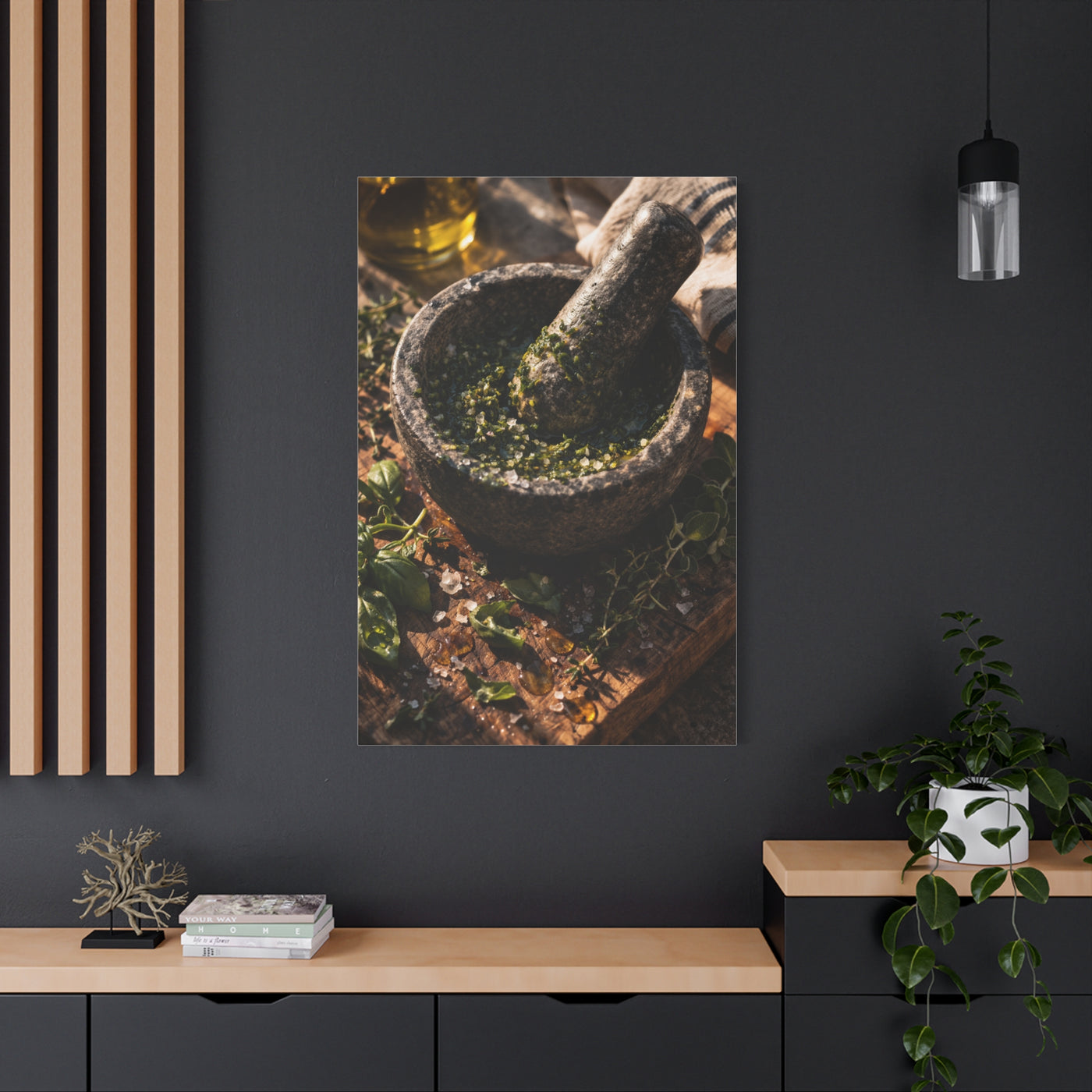 Rustic Herb Mortar and Pestle Wall Art & Canvas Print
