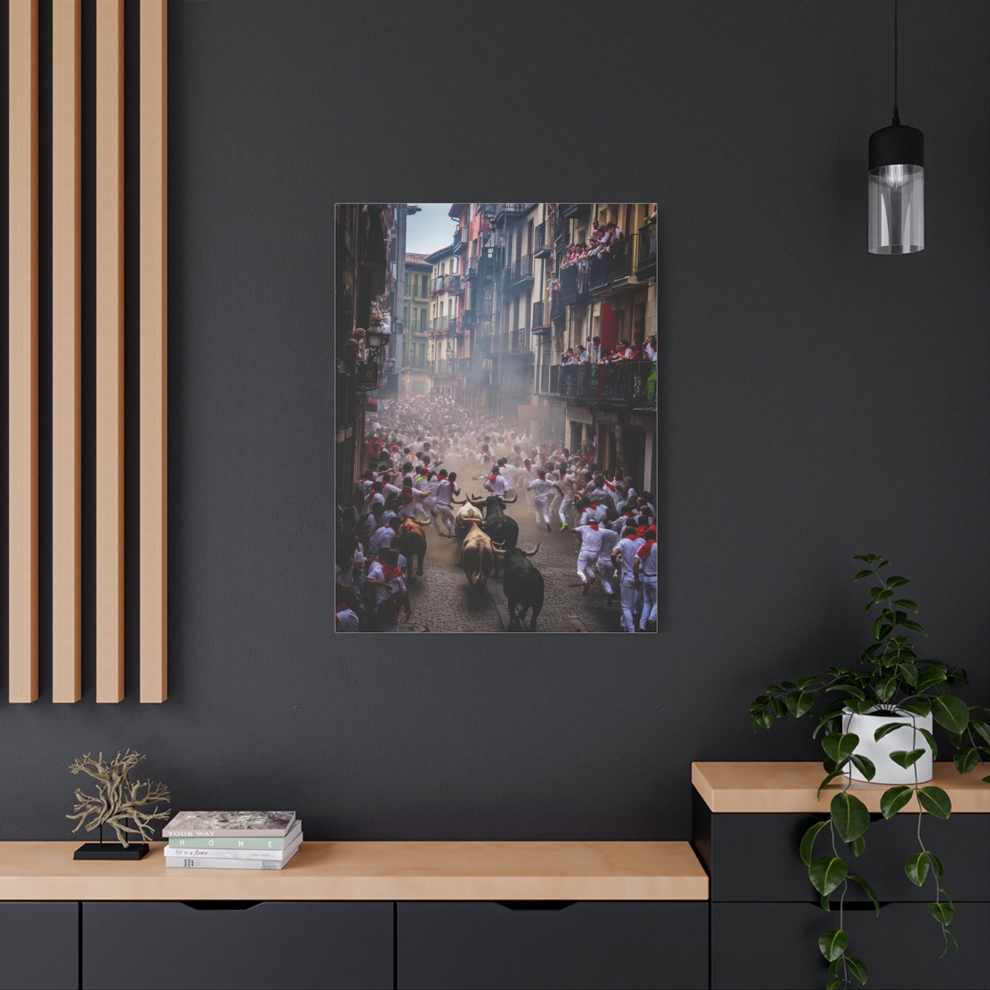 Pamplona Festival Bull Run Wall Art & Canvas Print