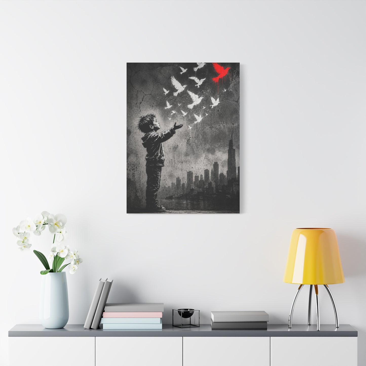 Freedom Birds Urban Stencil Street Wall Art & Canvas Print