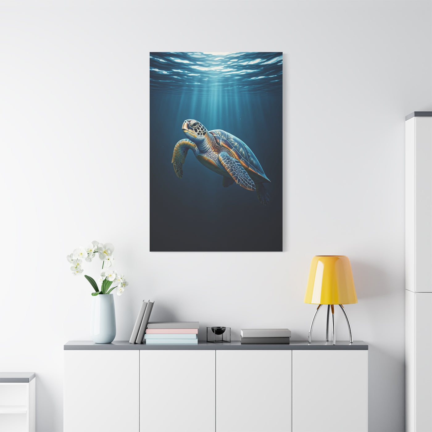 Sea Turtle Beneath Ocean Light Wall Art & Canvas Prints