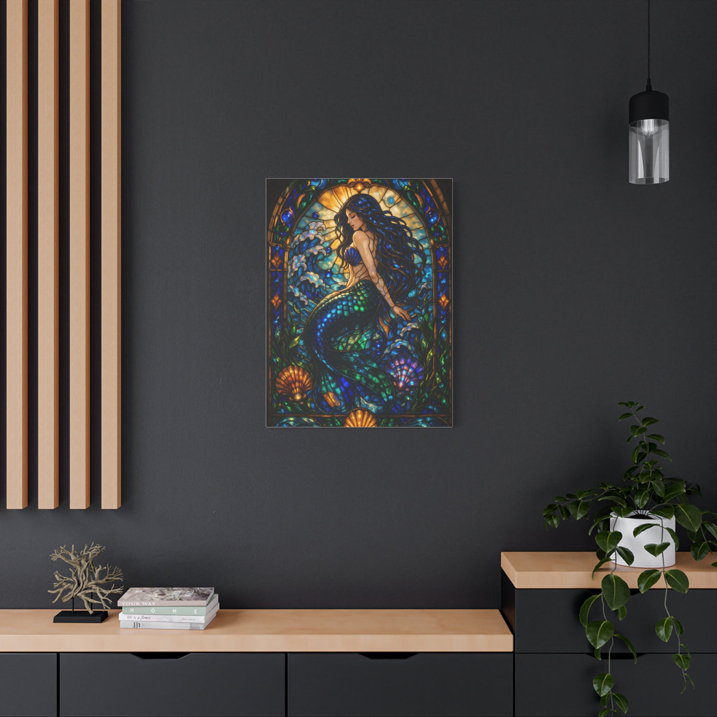Stained Glass Ocean Siren Wall Art & Canvas Print